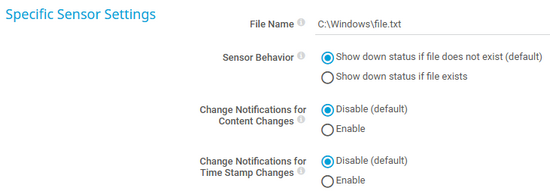 Specific Sensor Settings