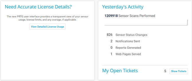Need Accurate License Details? Section and Yesterday's Activity Section on the Welcome Page
